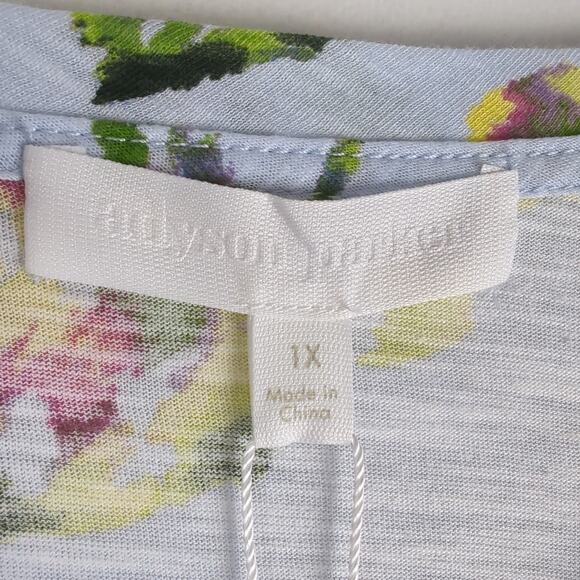 NWT Adyson Parker Light Blue Floral Long Sleeve Top in Plein Air Combo Size 1X - Picture 5 of 8